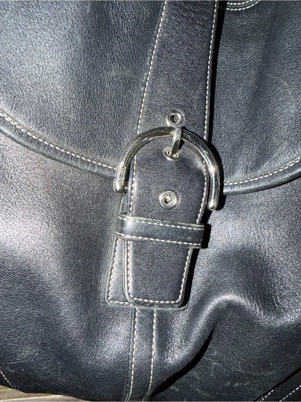 Coach Black Leather Hobo with Silver Buckle Detail